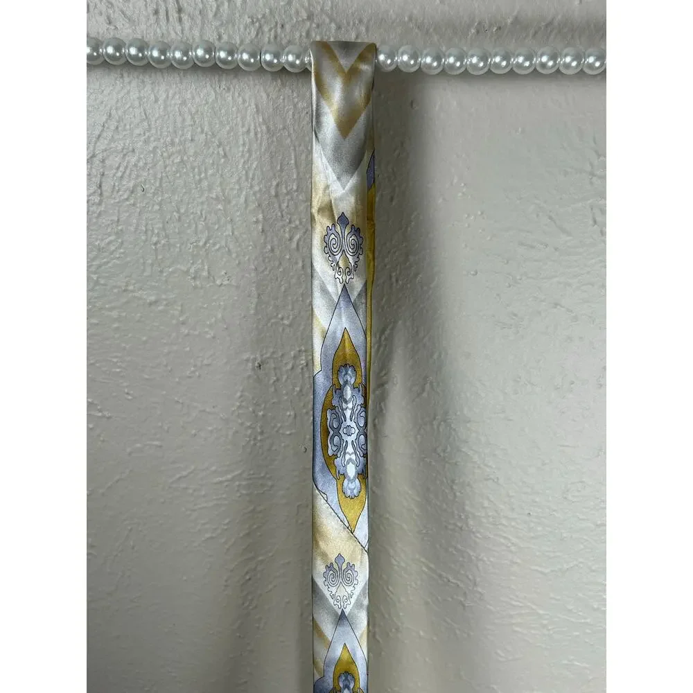 Salvatore Pellegrino Tie Silk Handmade Shiny Gold Silver Long Necktie Italian